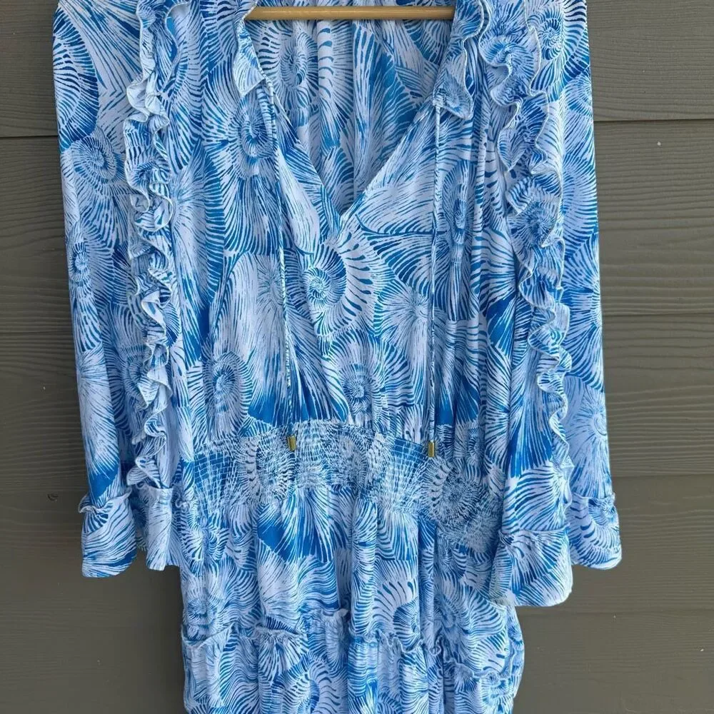 Chico's Light Blue Seashell Print Mini Dress - Picture 4 of 8